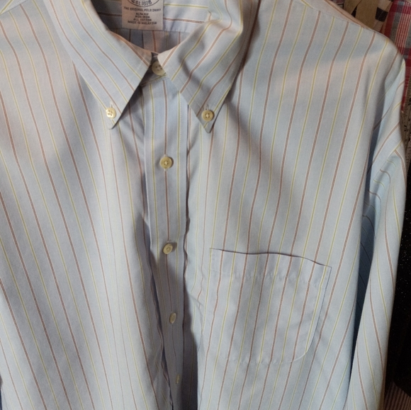 Brooks Brothers Slim Fit Blue 1/2-36 Button Down Front Pocket Long Sleeves Shirt - Picture 5 of 7